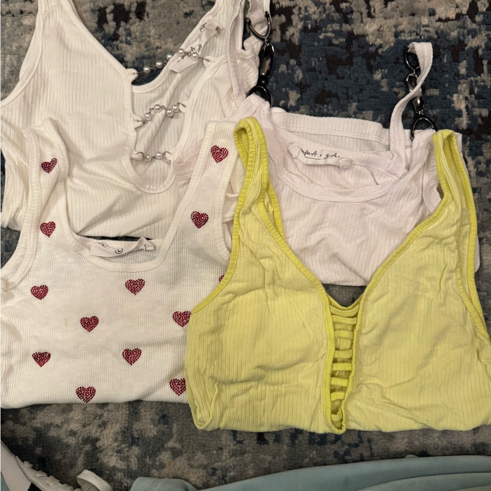 LF Cream Sleeveless Crop Top with Tie Front